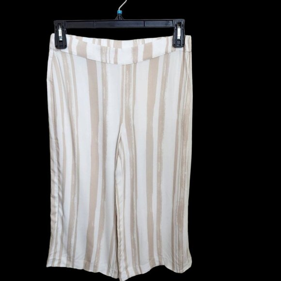 Chicos Size‎ 0.5 Palazzo Wild Leg Pants Womens Cream White Crop Pull On Small - Picture 1 of 9